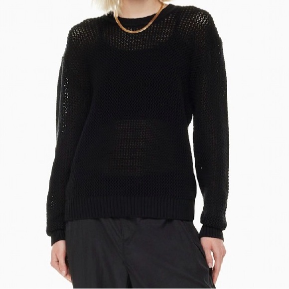 TNA Alameda Sweater Black mesh top womens size XS - Picture 2 of 10